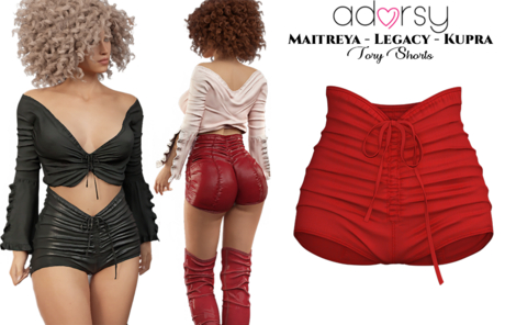 Second Life Marketplace - adorsy - Tory Shorts Deep Red - Maitreya